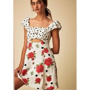 NWOT Free People Printed Bom Bom Mini Dress Size S